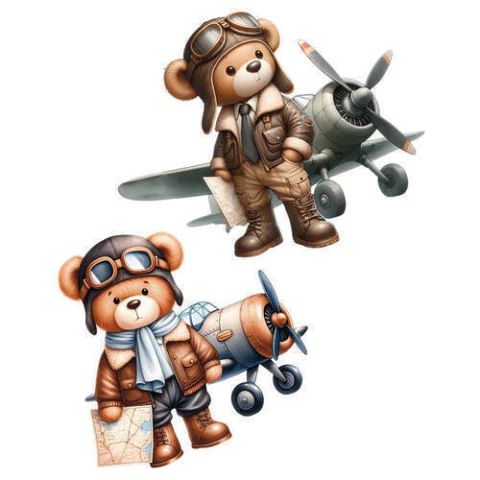Aplique em Papel e MDF Litoarte Urso Aviador - APM4-530 - comprar online