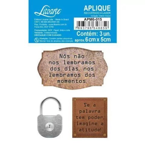 Aplique em Papel e MDF Litoarte Coleção Efeito Couro - APM6-015
