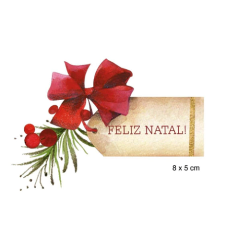 Aplique Natalino Papel MDF Litoarte Tag Feliz Natal APMN8-128 Darlene Artesanatos