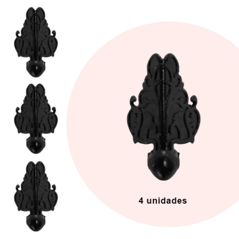 Pezinho Arabesco Preto Fosco 2,6X4cm