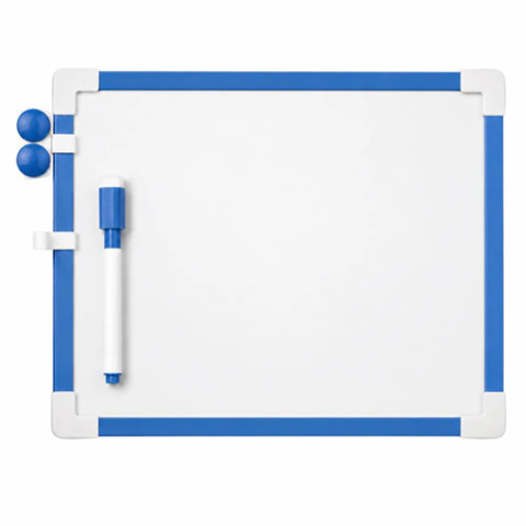 Quadro Branco Dupla Face Com Caneta Magnética e Ima 25x35cm Azul - Yins