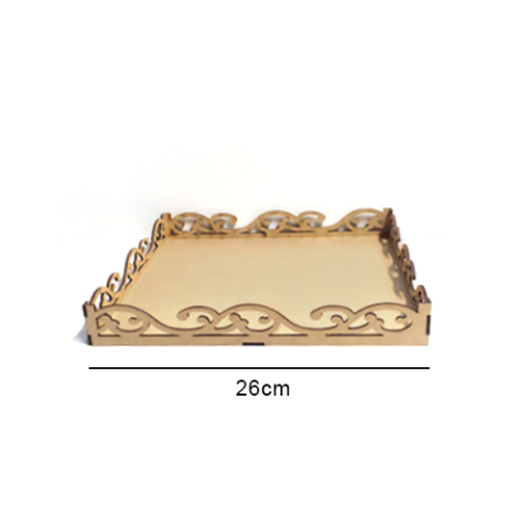 Bandeja Quadrada Arabesco G MDF - 26x26x3cm