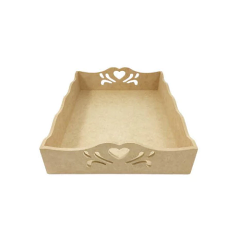 MDF Bandeja Cesta Coração 6mm Retângular M 35x25x7cm - comprar online