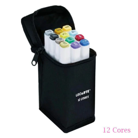 Marcador Profissional e Artístico 2 Pontas Bobbie Goods Com Estojo 12 Cores LEOARTE - comprar online