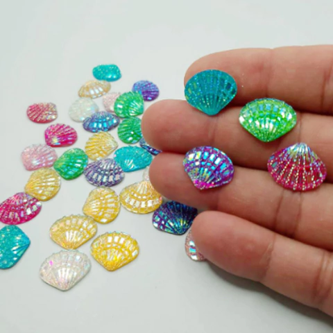 Aplique Concha Irisada 18mm Cores Sortidas - 10 Unidades