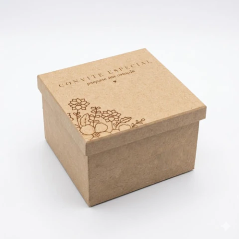 Caixa Tampa Sapato "Convite Especial" 13x11x10cm para 1 Caneca – MDF Cru