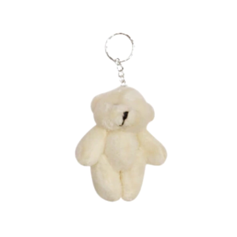 Chaveiro de Pelúcia Ursinho Off-White 8cm