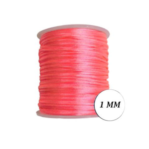 Cordão de Cetim Rabo de Rato 1mm - 50 Metros Rosa Magia