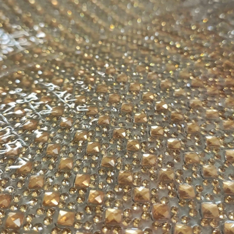 Fileira Vidro Strass 40cm - Dourado