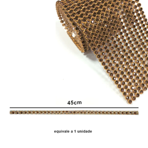 Fileira Manta Strass 45cm Dourado/Rose