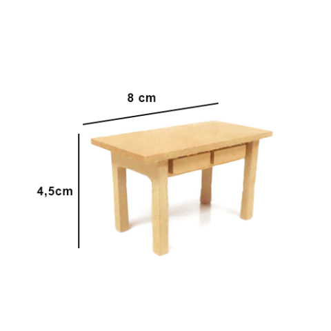 Mini Mesa Retangular de boneca MDF - 8x4,5cm