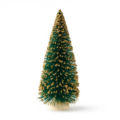 Mini Árvore De Natal Flocada 15cm Verde Com Dourado - comprar online