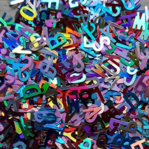 Aplique Letras 6mm em Pvc Colorido - 10g