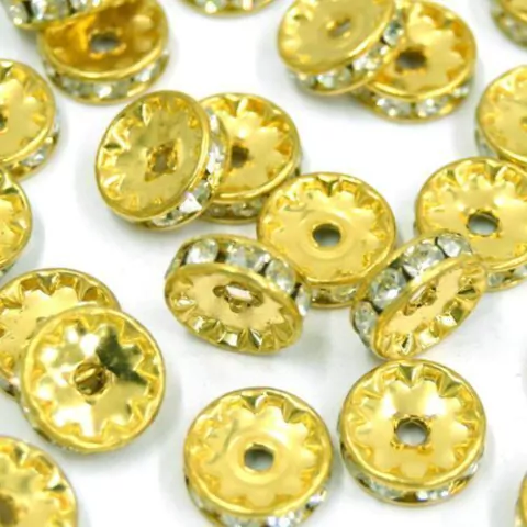 Rondela de Strass 6mm Dourado com 10 Unidades