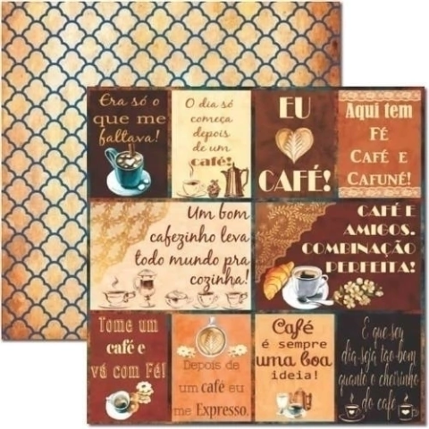 Papel Scrap Dupla Face Arte Fácil Café 3 - SC-457