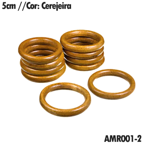 Argola De Madeira 5cm Cerejeira Unidade