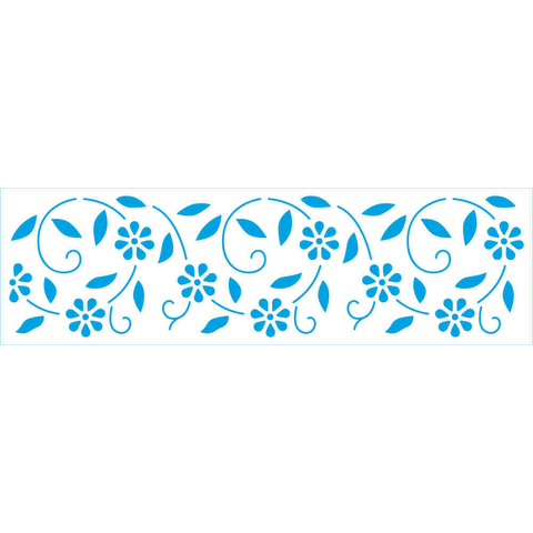 Stencil Litoarte 28x8cm Barrado Arabesco de Florzinhas - STE-456 - comprar online