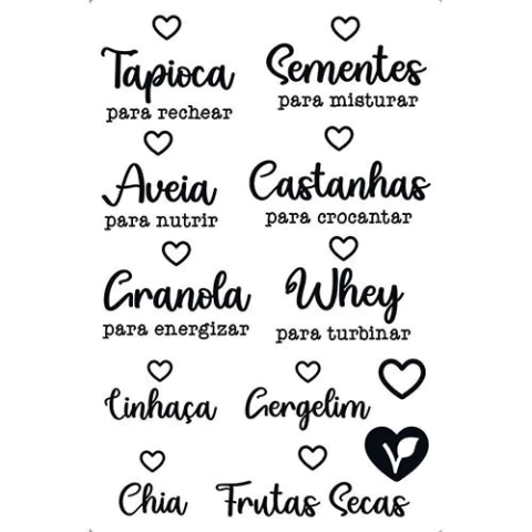 Transfer de Imagem Big 19,5x29,5cm Litoarte - Cereais Nomes para Potes com Coração TIB-036 - comprar online