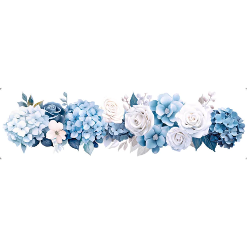 Transfer Têxtil Barra 24x7cm Litoarte – Lili Hortências e Rosas Azuis TTB4L-002 - comprar online