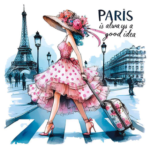 Transfer Têxtil Quadrado 13,5x13,5cm Litoarte - Dama em Paris TTQ4-004 - comprar online