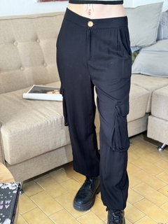 Pantalón lino Cargo con ataduras abajo - comprar online