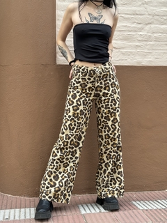 Jean leg wide print leopard - comprar online