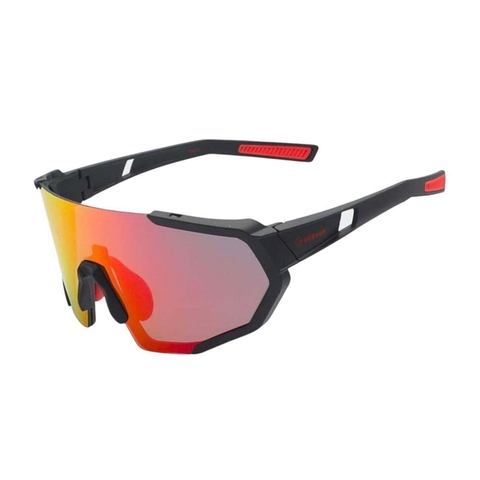 Óculos Ciclismo Elleven EL56 Lente Colors Preto e Vermelho