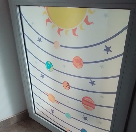 Vinilo Esmerilado impreso "PLANETAS"
