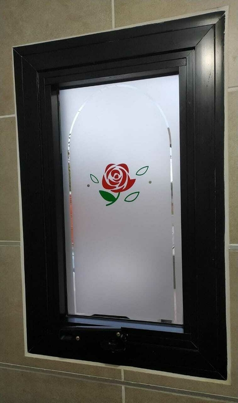 Vinilo Esmerilado calado "Minimal Rose"