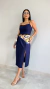 Vestido Midi Fenda Azul Marinho - comprar online