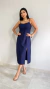 Vestido Midi Fenda Azul Marinho
