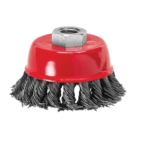 Escova de Aço Tipo Copo Torcida 100mm Rosca M14 MTX