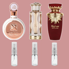 COMBO SEDUÇÃO SECRETA FAKHAR + TERIAQ + SAKEENA FRACIONADO 15 ML TOTAL