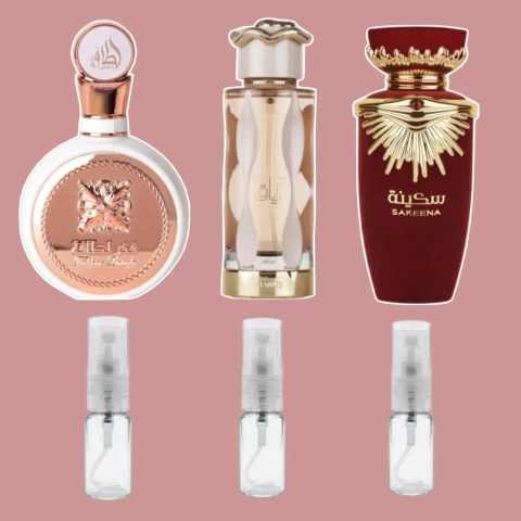 COMBO SEDUÇÃO SECRETA FAKHAR + TERIAQ + SAKEENA FRACIONADO 15 ML TOTAL