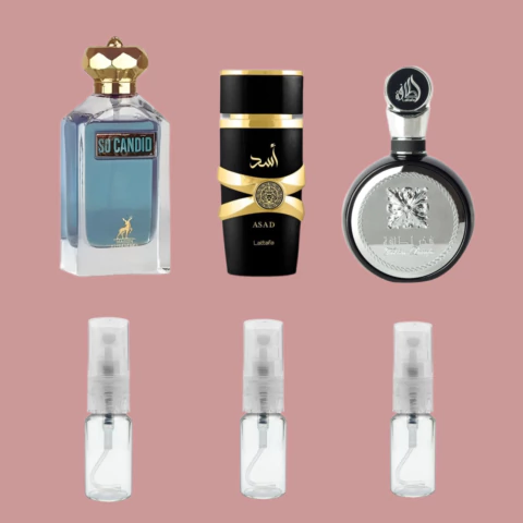 COMBO HOMEM SEDUTOR SO CANDID + ASAD + FAKHAR FRACIONADO 15 ML TOTAL
