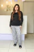 Pijama Longo Feminino Inverno Suede Xadrez Preto - comprar online