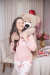 Pijama Longo Feminino Inverno Suede Urso Romântico - comprar online