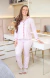 Pijama Feminino Americano Longo Malha Suede Listrado Rosa - comprar online