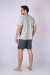 Pijama Curto Masculino Verão Malha Pv Chumbo na internet