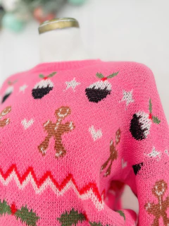 Sueter rosa navideño galletas - AQUA Boutique