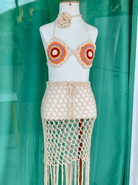 conjunto flor laranja