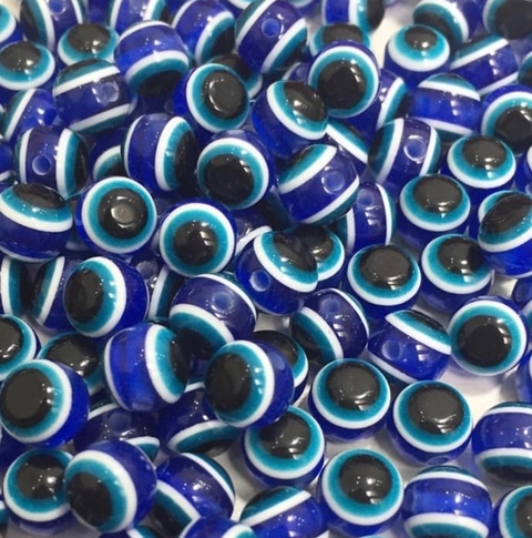 COD 4768 - Olho Grego 8mm Acrílico Azul Royal - 10 Unidades