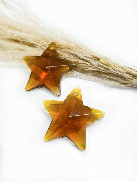 COD 359 - Pingente de Cristal 3.0x3.0 Estrela Marrom - Unidade