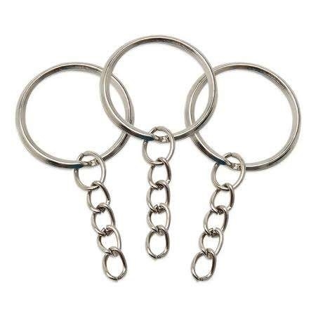 COD 4548 - Argolas Para Chaveiro com Corrente - 6 unidades