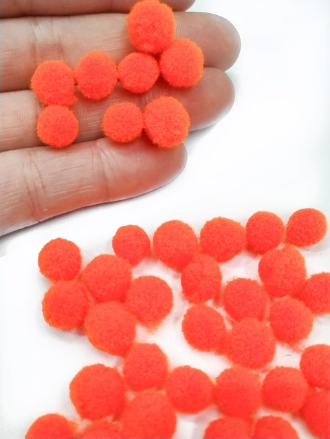 COD 2147 - PomPom Mini Laranja Neon - 10 Unidades