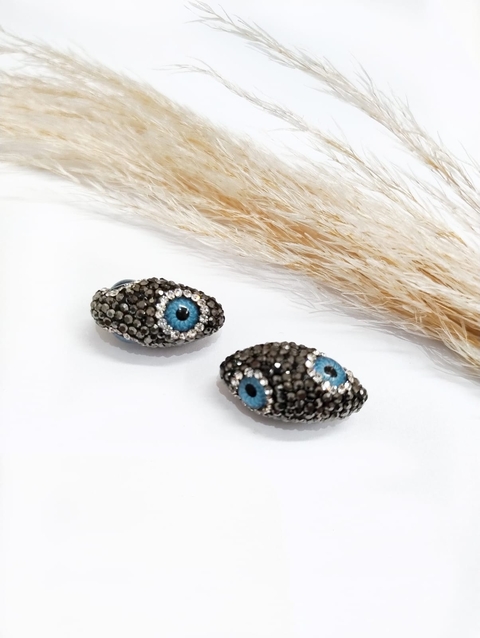 COD 2450 - Pedra Natural Passante 2.5x1.4 Cravejada com Marcassitas e Strass - Unidade