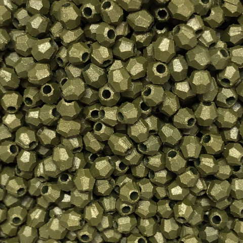 COD 3307 - Contas Acrílicas Facetadas 4mm Verde Musgo - 10 Gramas