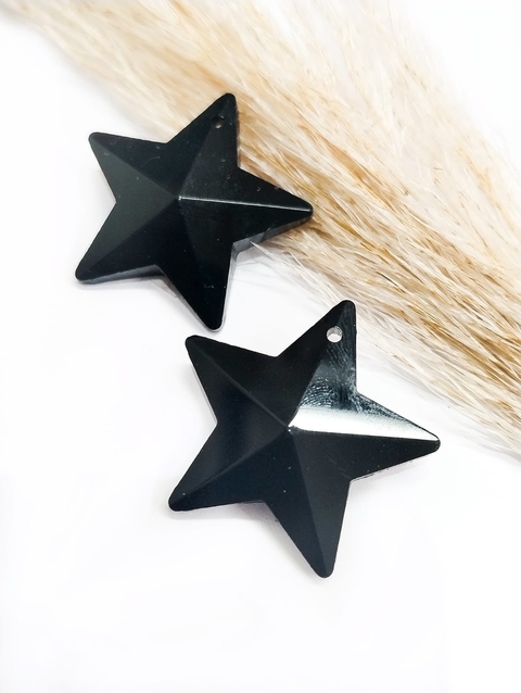 COD 358 - Pingente de Cristal Estrela 3.0x3.0 Preto - Unidade