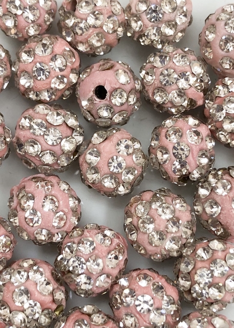 COD 3068 - Bola de Strass 10mm Rose - 4 Unidades