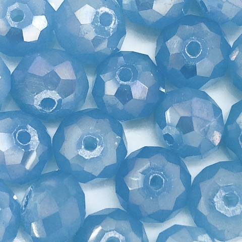 COD 9341 - Cristal de Vidro 12mm Azul Claro Irizado - Aprox. 60 Pedras